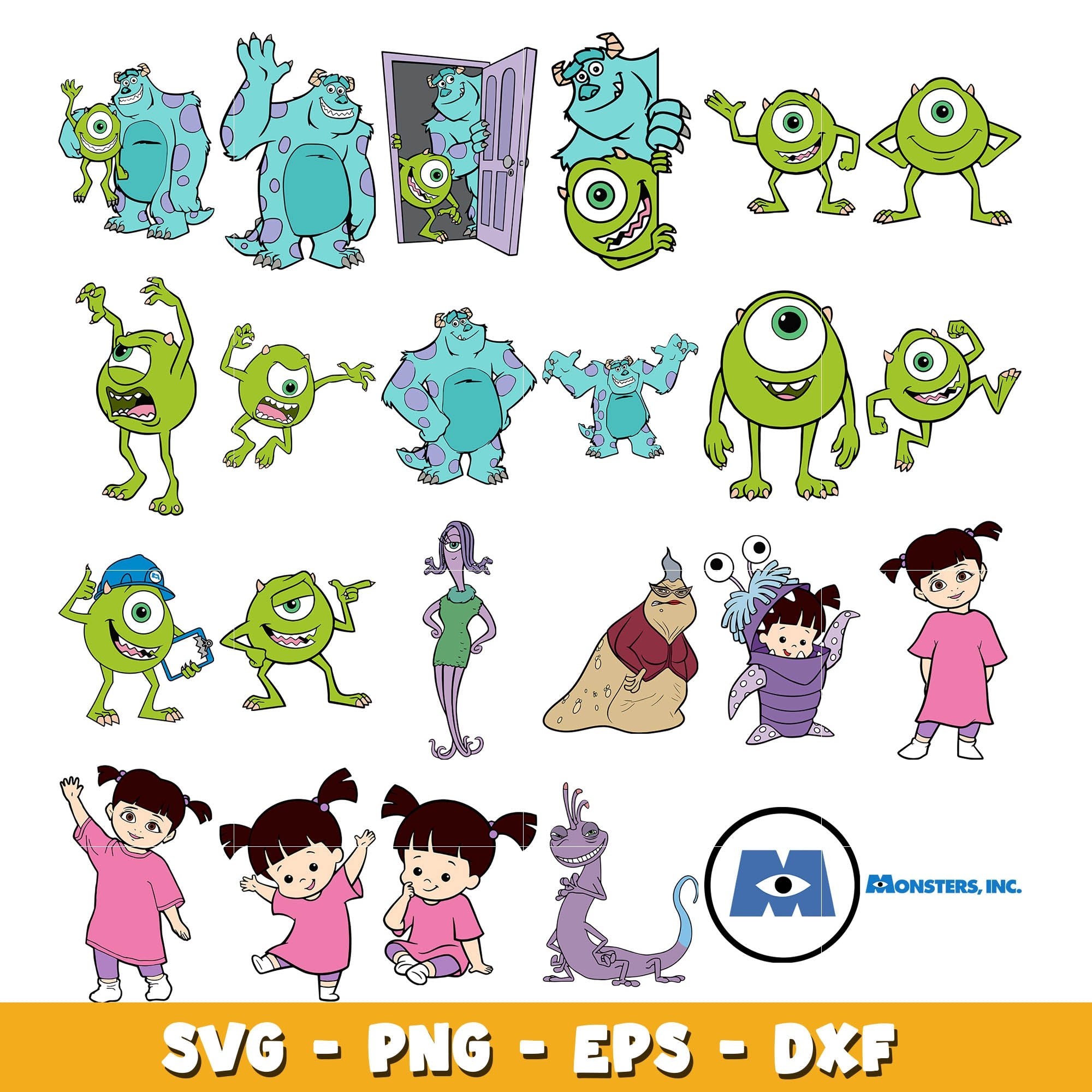 Baby Monster Inc Characters bundle svg,  Disney cartoon svg, Digital download