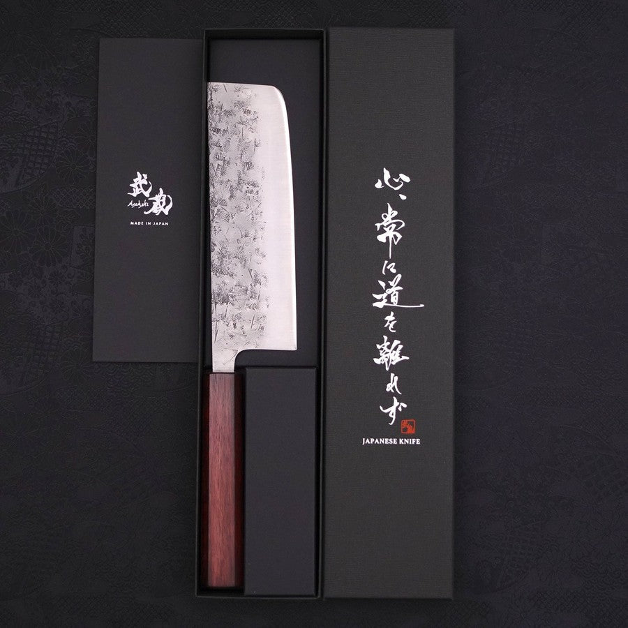 Nakiri SLD Nashiji Washi Manche Urushi Pourpre 165mm-[Musashi]-[Couteaux de cuisine japonais]