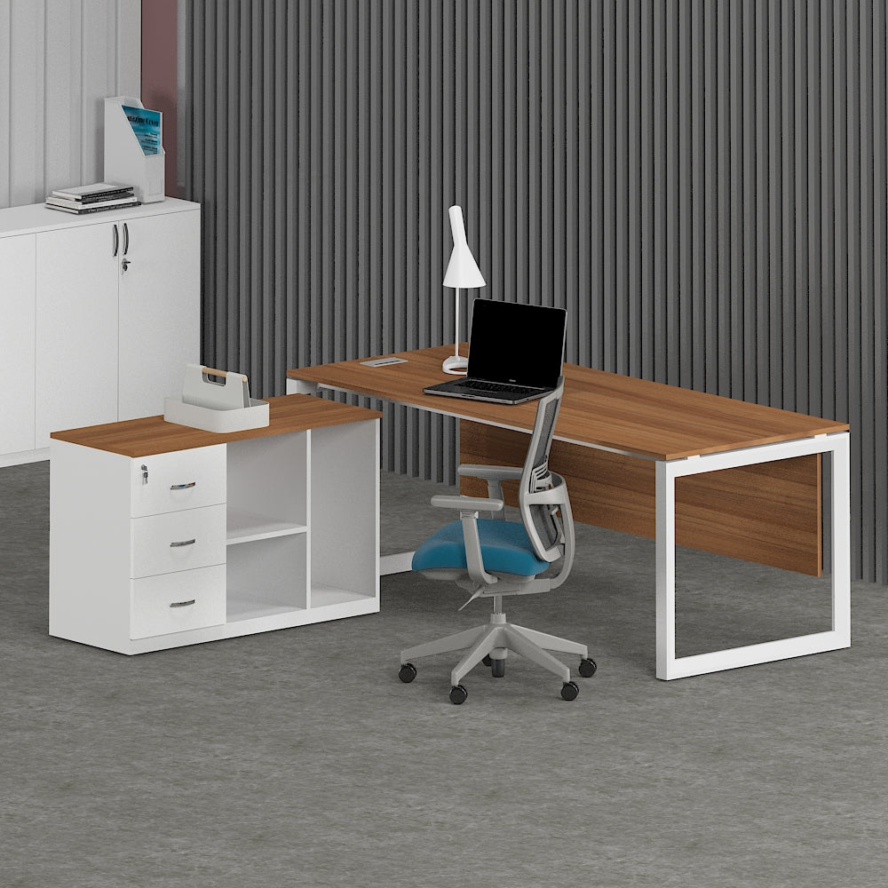 Milo Office Executive Desk (with Side Cabinet) - Office Store Office Furniture Manufacturer & Supplier Dubai