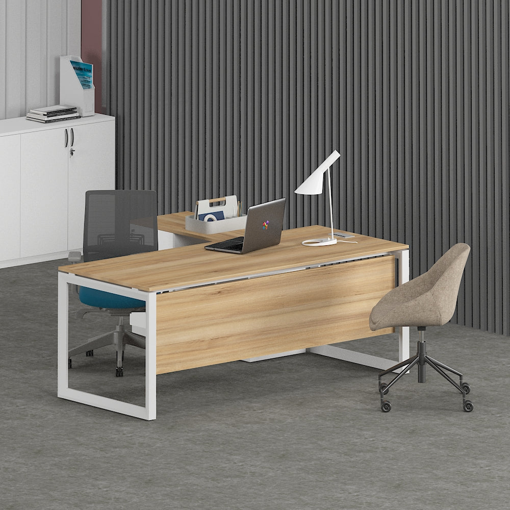 Milo Office Executive Desk (with Side Cabinet) - Office Store Office Furniture Manufacturer & Supplier Dubai