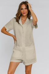 Salopette “ Nara” en lin lavé style barboteuse Naturel #colour_naturel