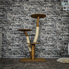 Outdoor Naturkratzbaum 3827 Kratzbaum Natur Holz Design 122 cm hoch Katzenbaum