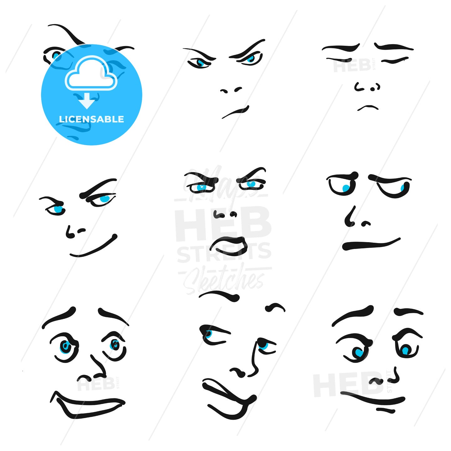 Nine Impressive Emoticon icons – instant download