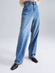 Washed Loose Fit Straight Jeans