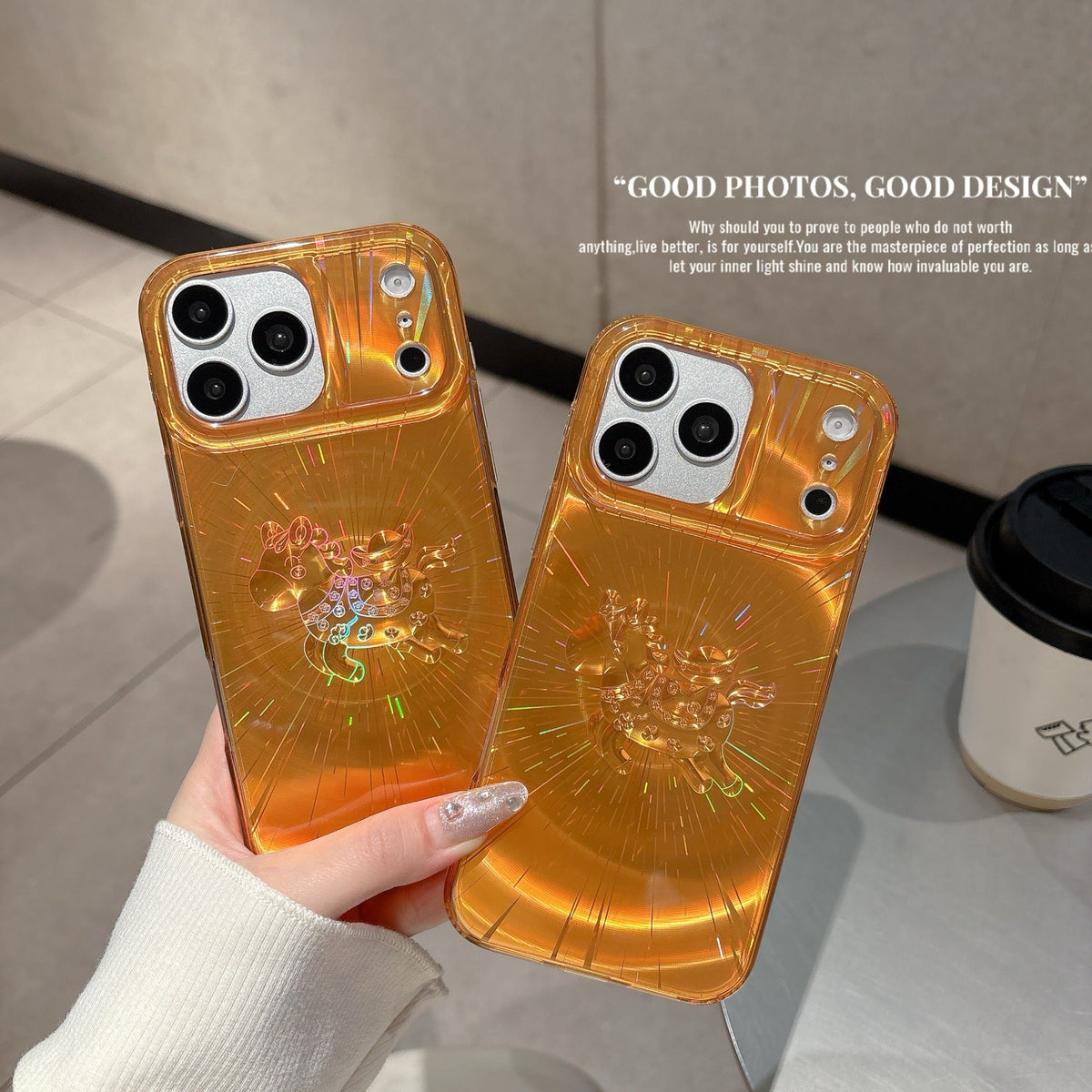 Halo Glow Full-Cover Phone Case for iPhone – Shiny Protective Case for Couples & Best Friends