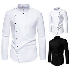 Elegantes Herrenhemd mit Stehkragen und Knopfdesign - BerlinGlamour