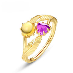 Feather Amethyst and Citrine Ring