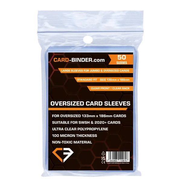 Jumbo L Oversized Kaart Sleeves verpakking voor jumbo- en oversized kaarten, helder polypropyleen, 50 sleeves