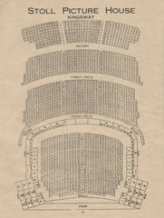 STOLL PICTURE HOUSE KINGSWAY. Vintage seating plan (now Peacock Theatre)  1936