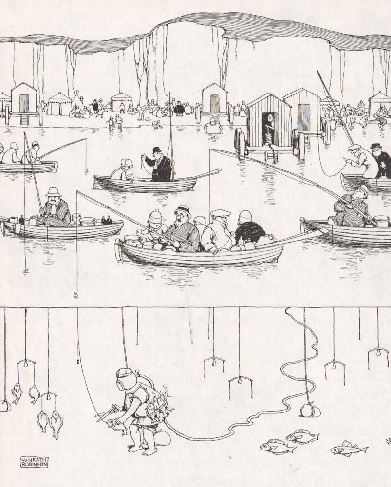 HEATH ROBINSON. The Margate fish thief. Fishing 1973 old vintage print picture