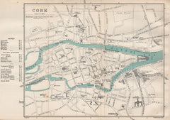 CORK town/city plan. Ireland. BARTHOLOMEW 1901 old antique map chart