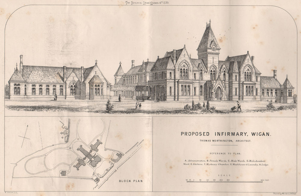 Proposed Infirmary, Wigan; Thomas Worthington, Architect. Lancashire 1870