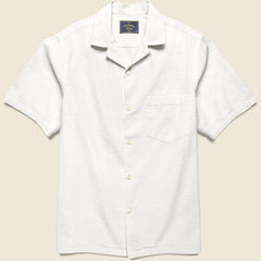 Seersucker Camp Shirt - White - Portuguese Flannel - STAG Provisions - Tops - S/S Woven - Seersucker