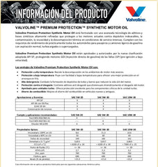 Aceite multigrado sintetico 5W30 Premium Protection 5 Qts Valvoline