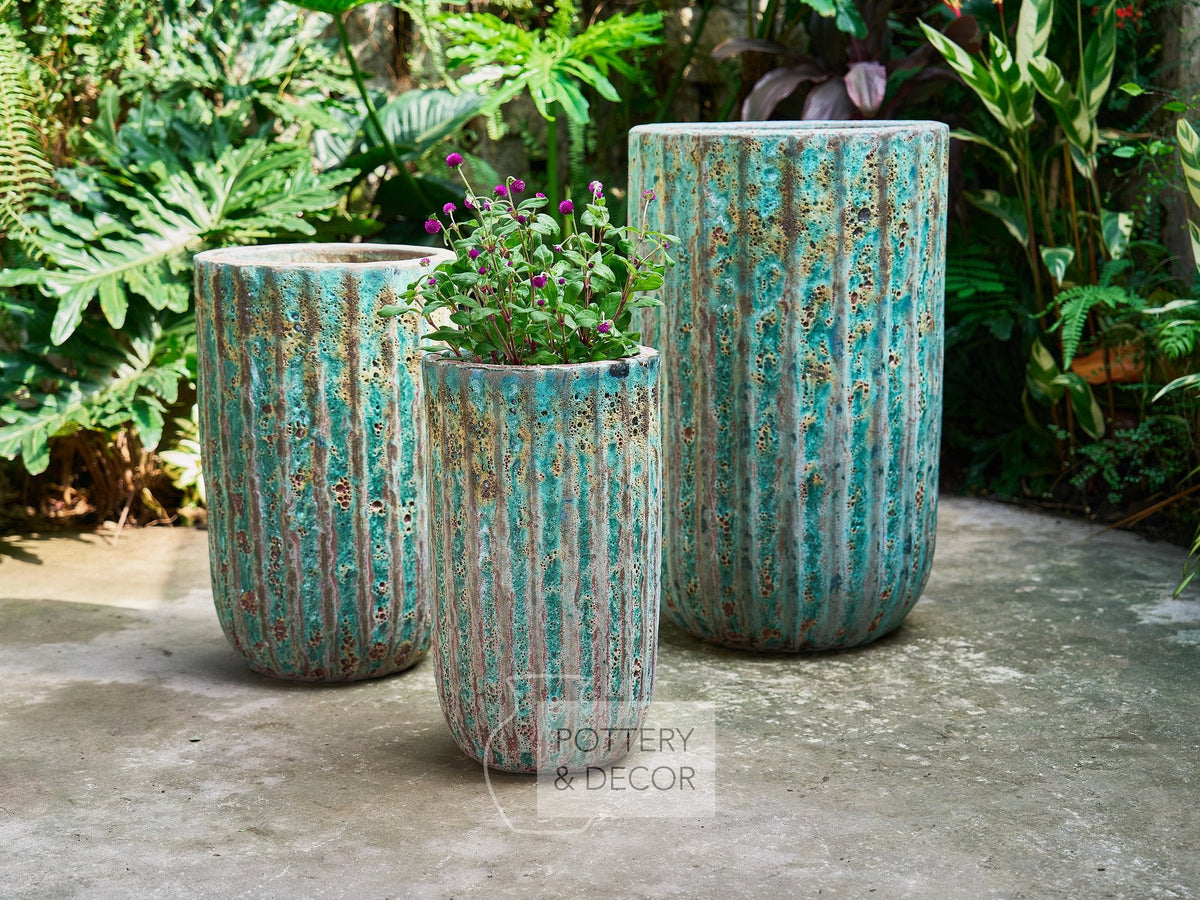 Janis Round Planter Atlantic Green Rust
