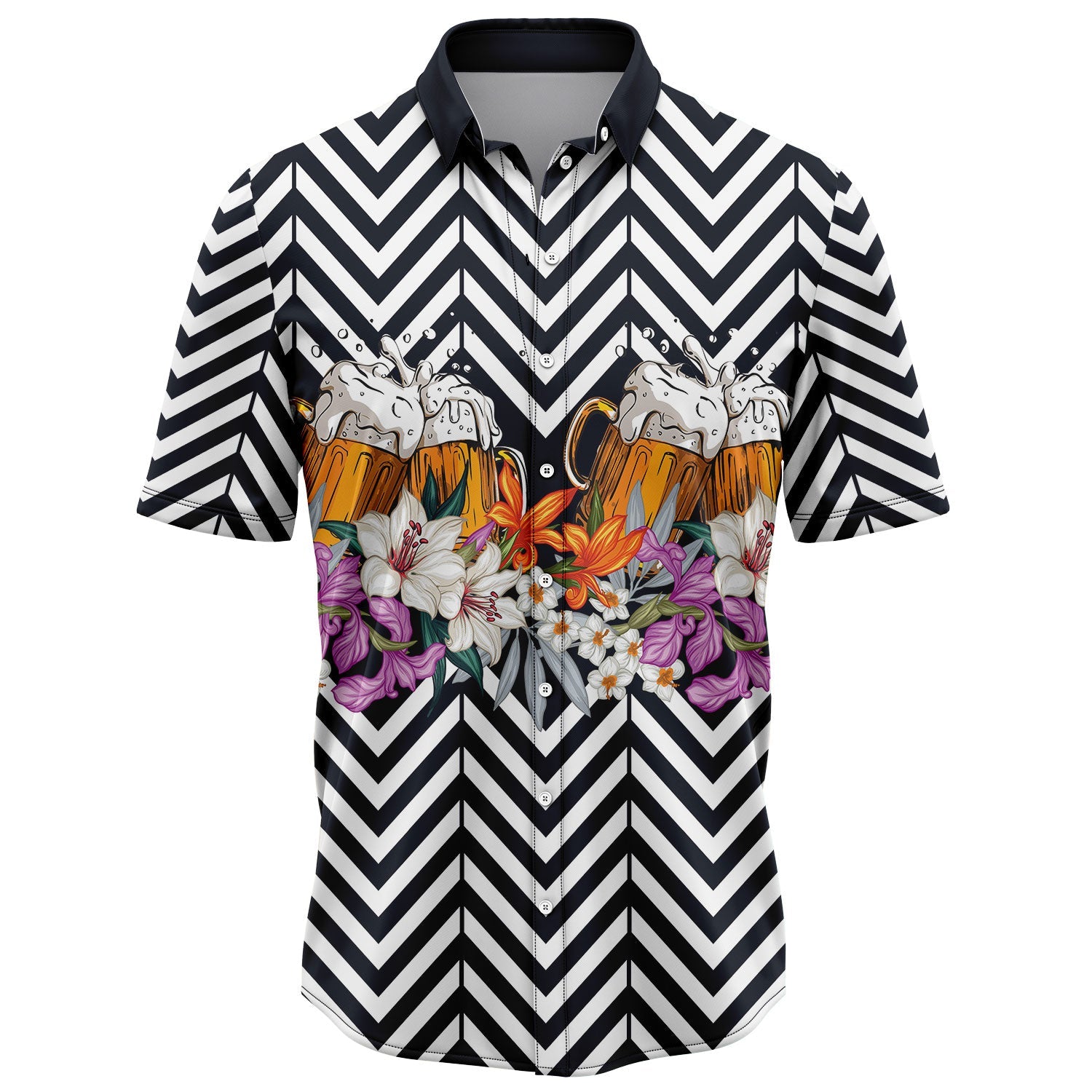Beer Flower Zigzag T1707 Hawaiian Shirt