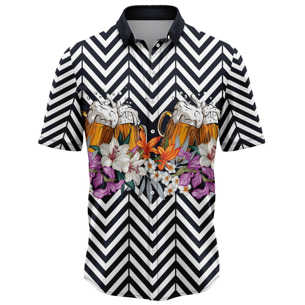 Beer Flower Zigzag T1707 Hawaiian Shirt