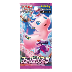 Fusion Arts Booster Box featuring Mew and other Pokémon in vibrant colors, part of the Pokémon TCG series.