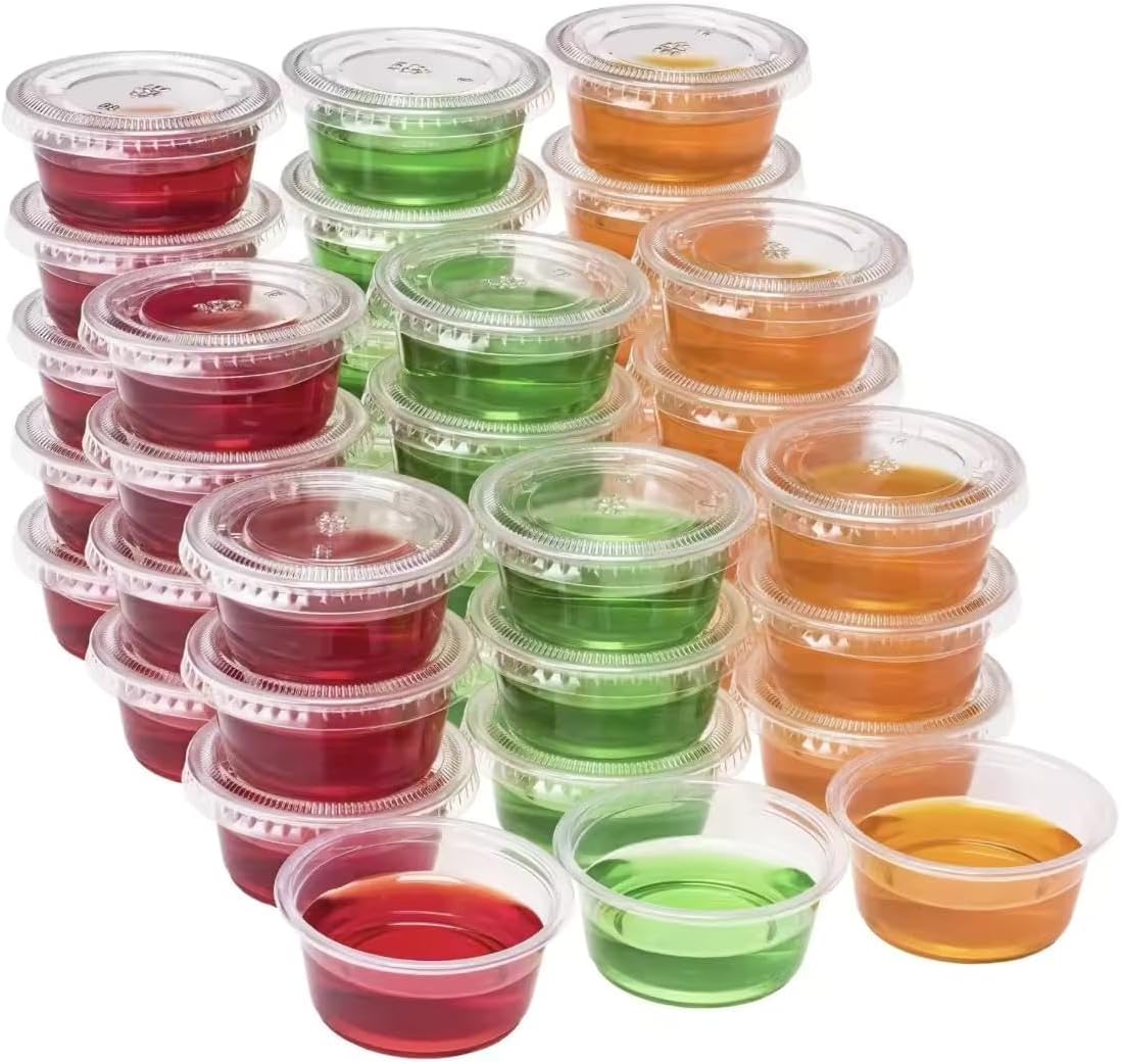 1 oz Disposable Plastic Portion Cups with lid 2500 set