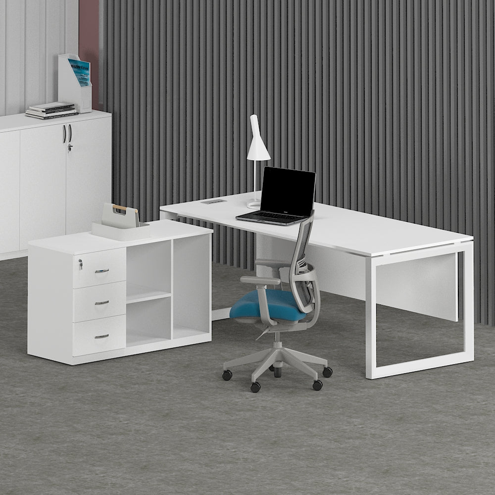 Milo Office Executive Desk (with Side Cabinet) - Office Store Office Furniture Manufacturer & Supplier Dubai