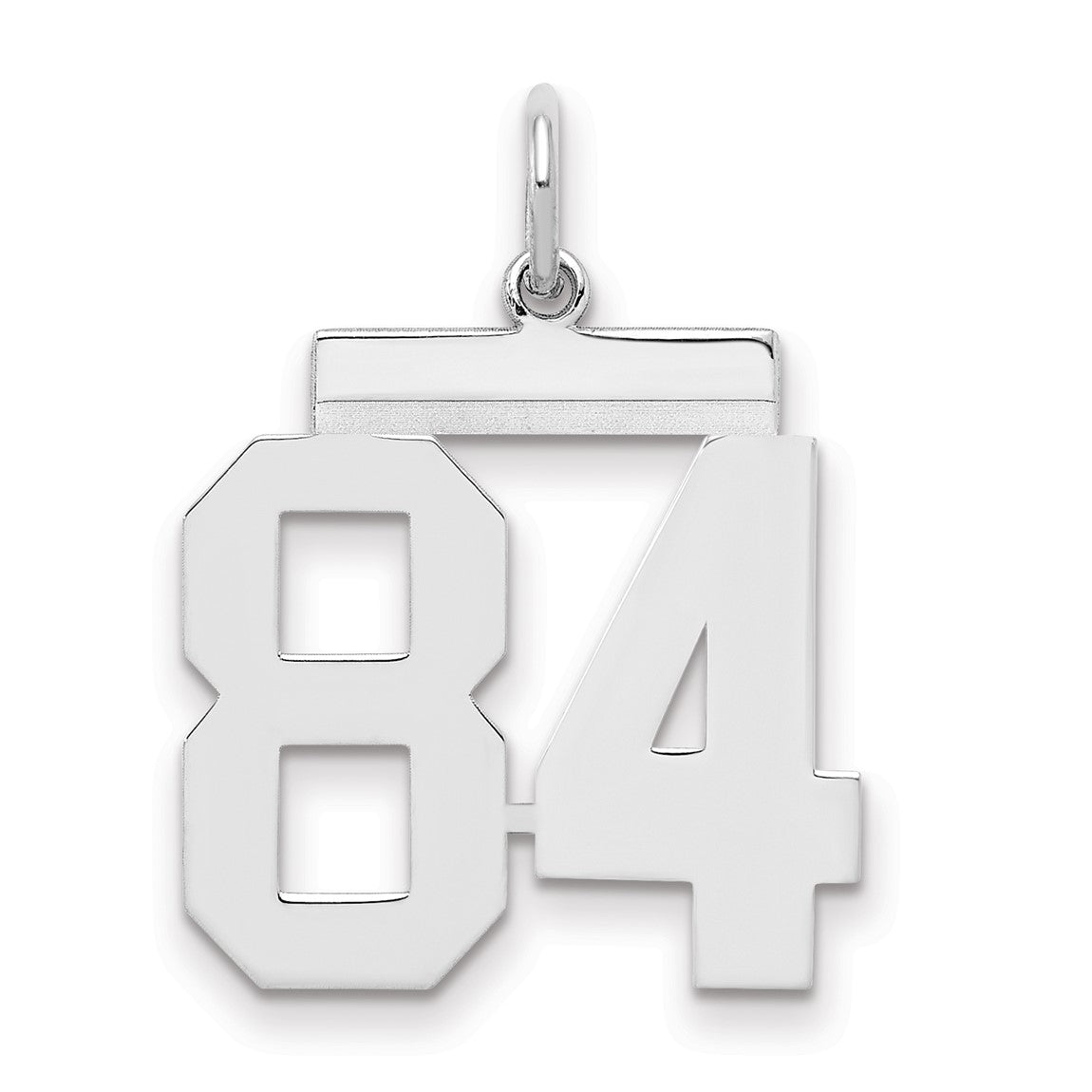 Sterling Silver Rhodium-plated Medium Polished Number 84 Charm