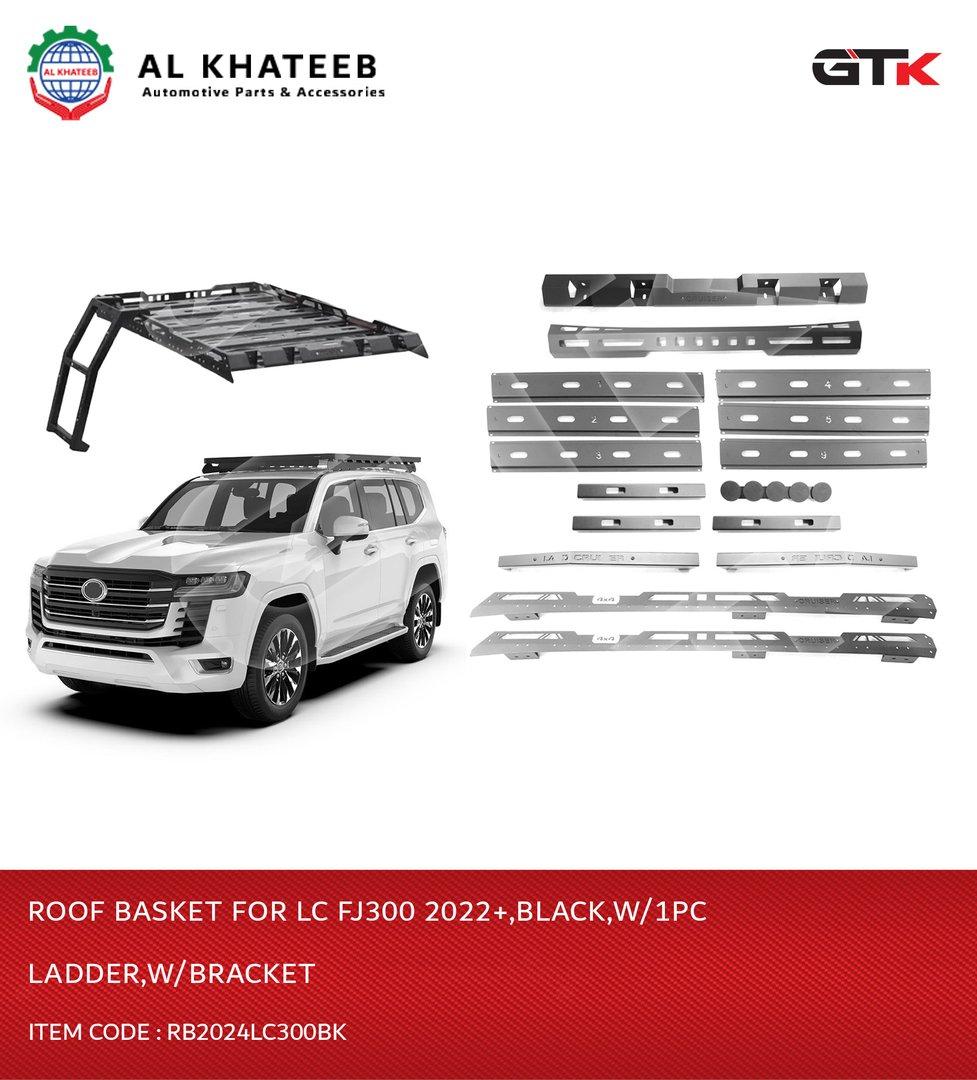 Roof Basket for LC FJ300 2022+,Black,W/1PC Ladder,W/Bracket