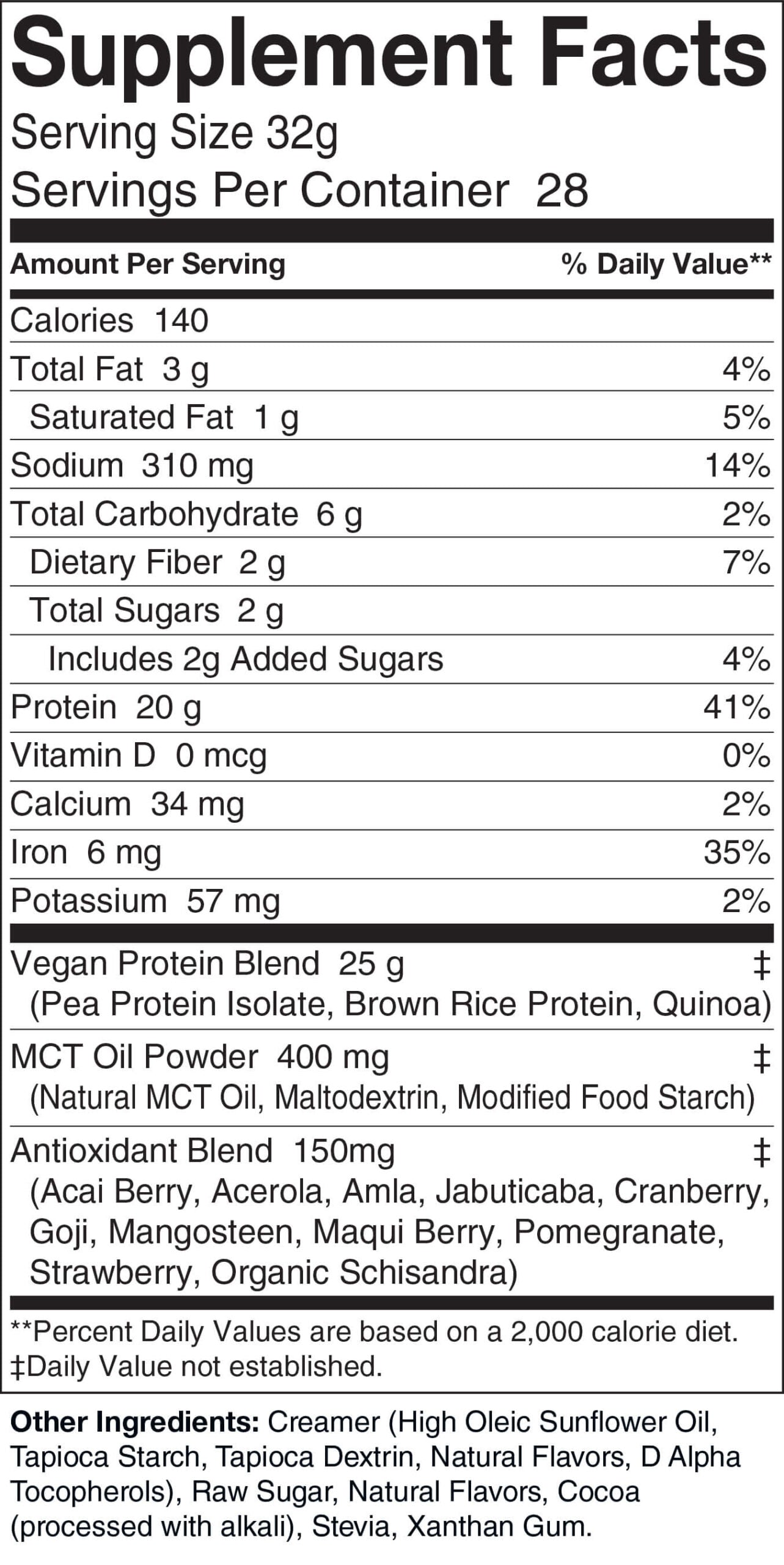 Vegan Protein Ingredient list
