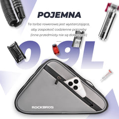 ROCKBROS Torba na Ramę Roweru Odblaskowy Trójkąt 0,9L-B120 Torby na ramę