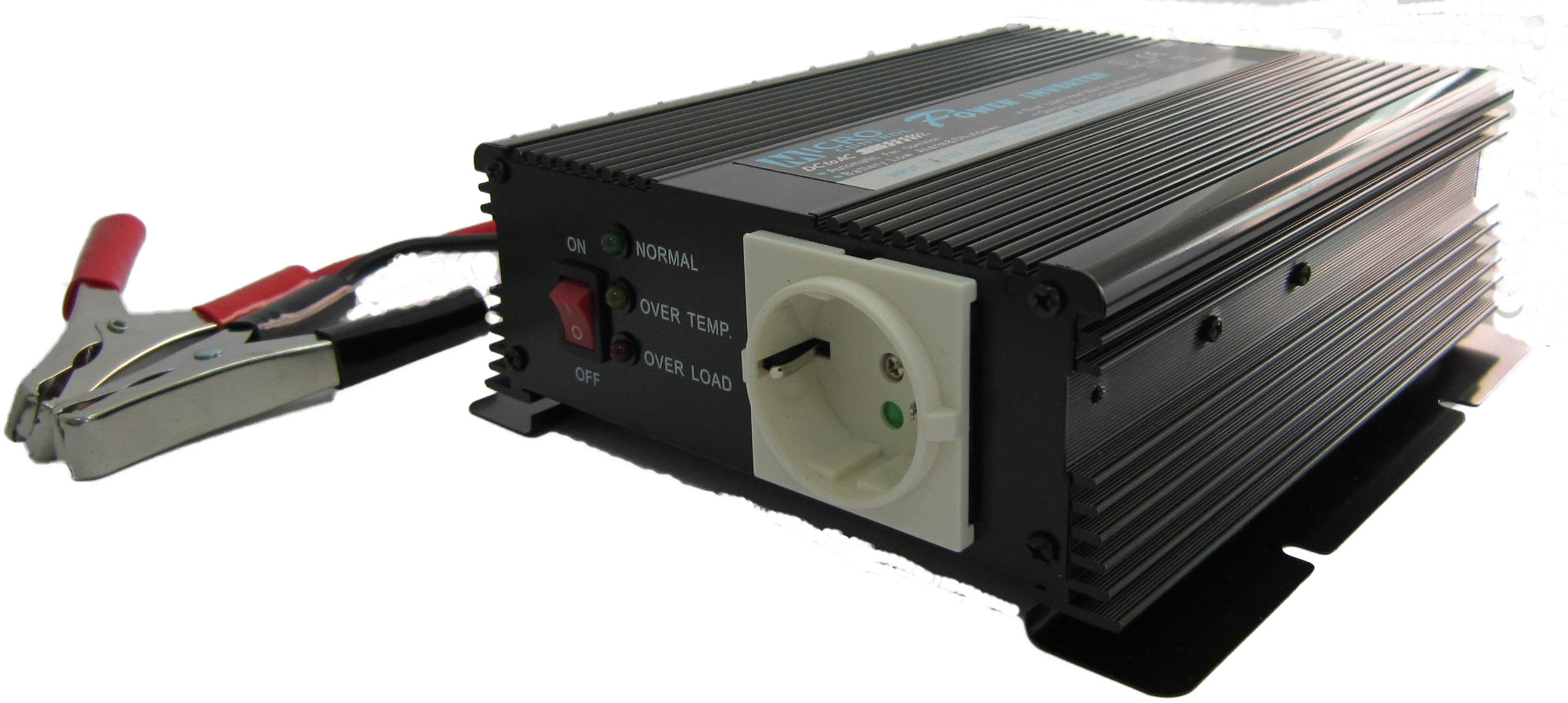 RoadPro MS 600W 24V omvormer met accuklemmen, aan/uit schakelaar, led indicatie en 230V stopcontact