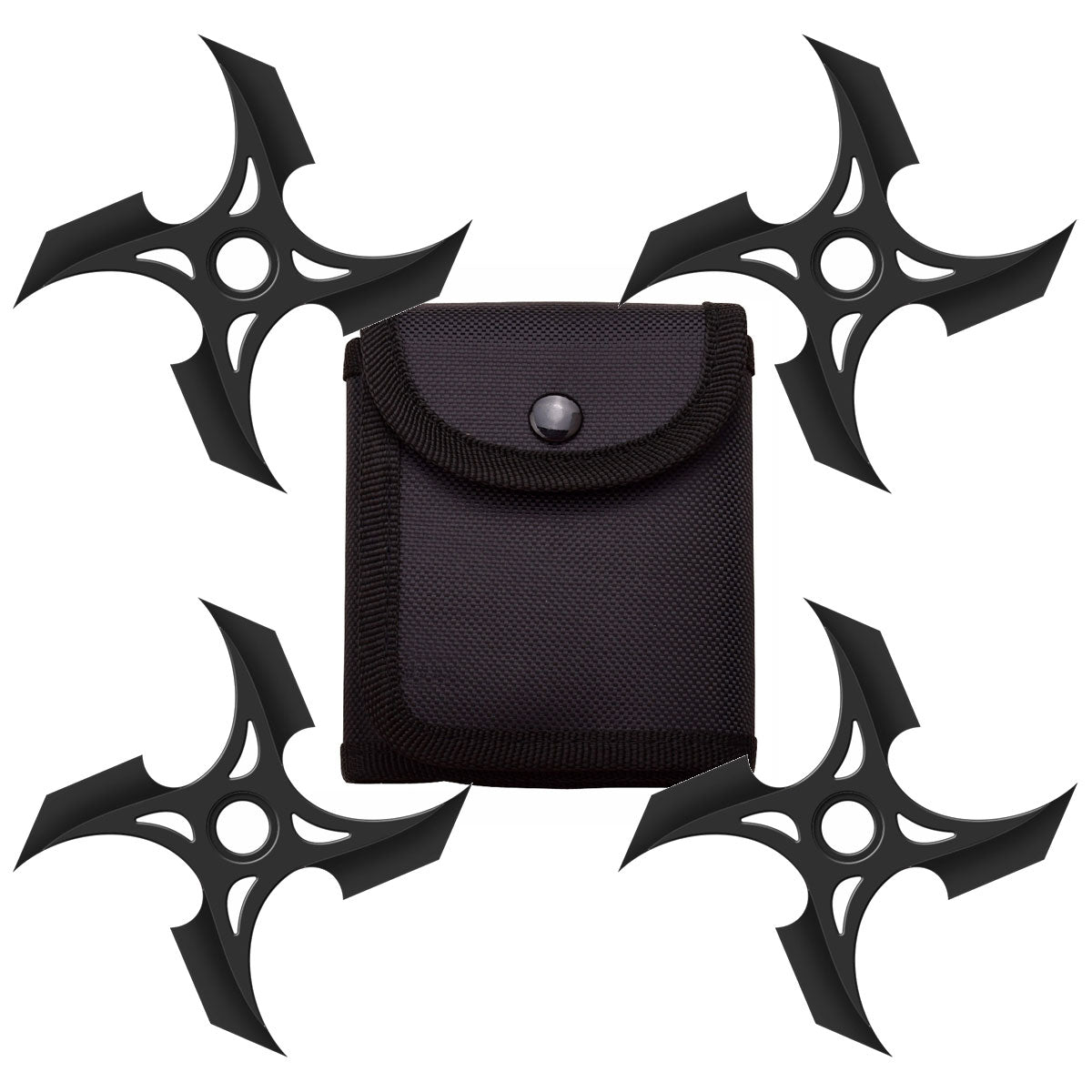 4 Pc Set Black Four Point Throwing Ninja Stars Shuriken - Tophatter's Guns'N'Weapons Store Collectible Weapons - Tophatter Daily Deals