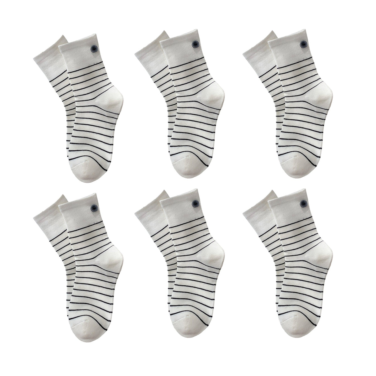 Anna-Kaci Womens Cotton Crew Socks 6 Pair Pack Striped Accent Soft Breathable