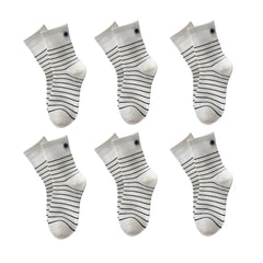 Anna-Kaci Womens Cotton Crew Socks 6 Pair Pack Striped Accent Soft Breathable