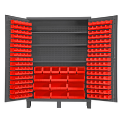 Durham SSC-185-3S-1795 Cabinet, 14 Gauge, 3 Shelves, 185 Red Bins, 60 X 24 X 84