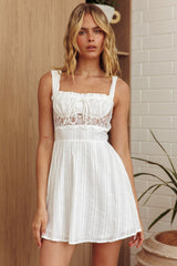 Merissa Lace Trim Mini Dress Off White by Selfie Leslie