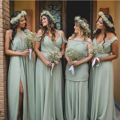 Sage Green Bridesmaid Dresses Chiffon Long Style