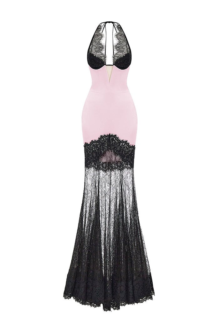 Satin and lace maxi dress – Rasario