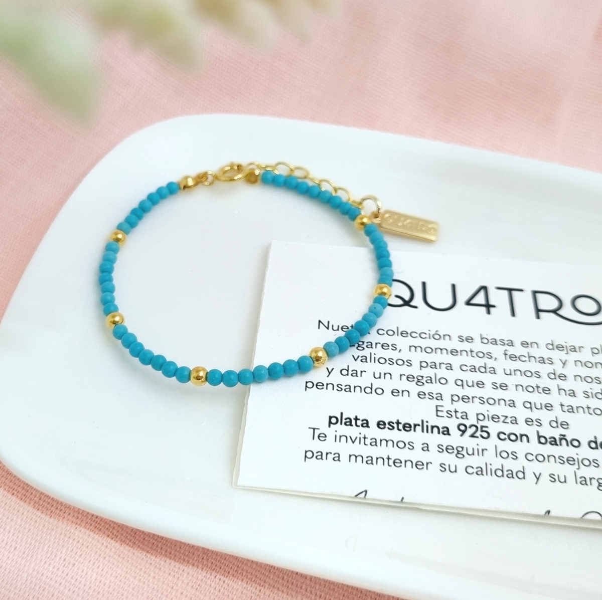pulsera de turquesas - plata 925