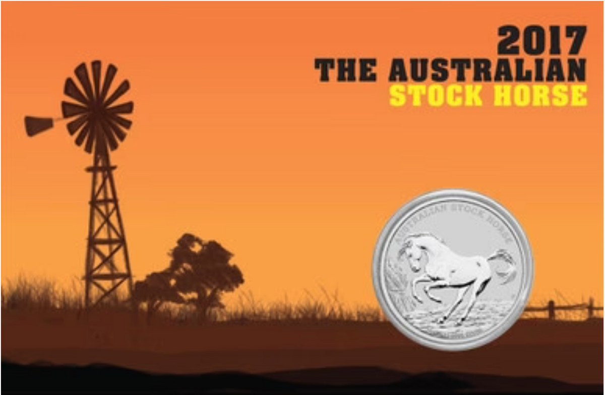 2017 $1 Australian Stock Horse 1oz Silver Coin in Card