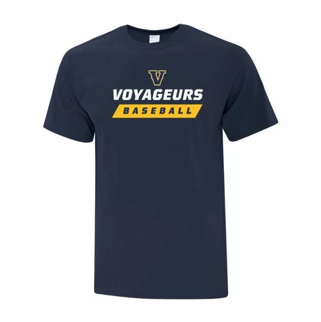 A photo of the Voyageurs T-Shirt in colour navy.