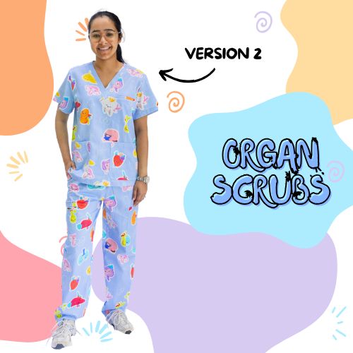 V2 Signature Blue Organ Scrub Set