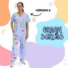 V2 Signature Blue Organ Scrub Set