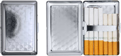 Set of 2 Ultra Compact Metal-Plated King Size Cigarette Case & Stash Box (Silver Swirls)