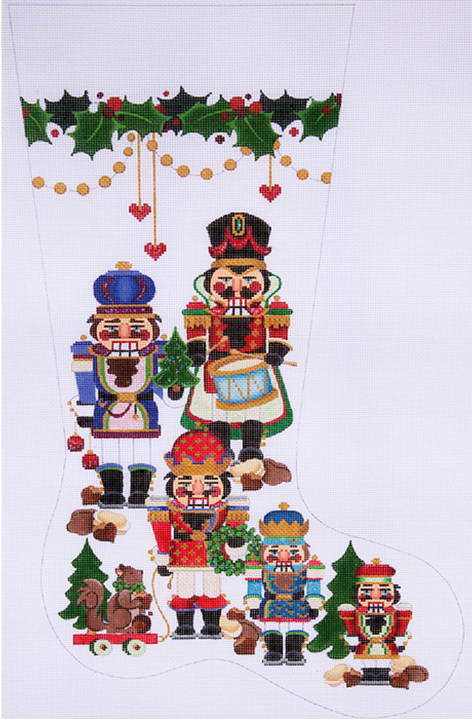 Strictly Christmas Five Nutcrackers Stocking Needlepoint Canvas