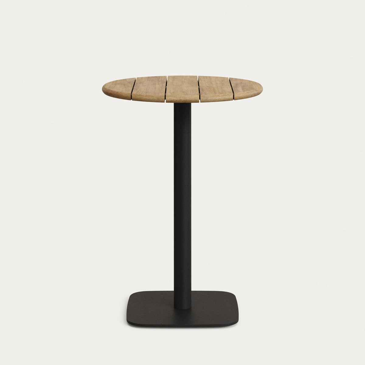Produktbillede af KAVE HOME Saura udendørs høj barbord firkantet fod natur akacie og sort metal Ø70x99 i premium kvalitet