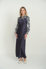Point Satin Straight Slip Dress