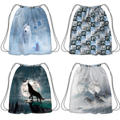 Tessuto Canvas Pannello Backpack Kids Double Face Zaino Lupi