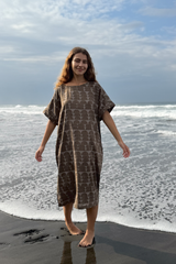 The Half Moons Brown Dress cotton by World of Crow in brown color for women Worldwide