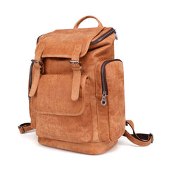 Trendy Brown Leather Men's 15'' Laptop Backpack Travel Backpack School Backpack For Men - iwalletsmen