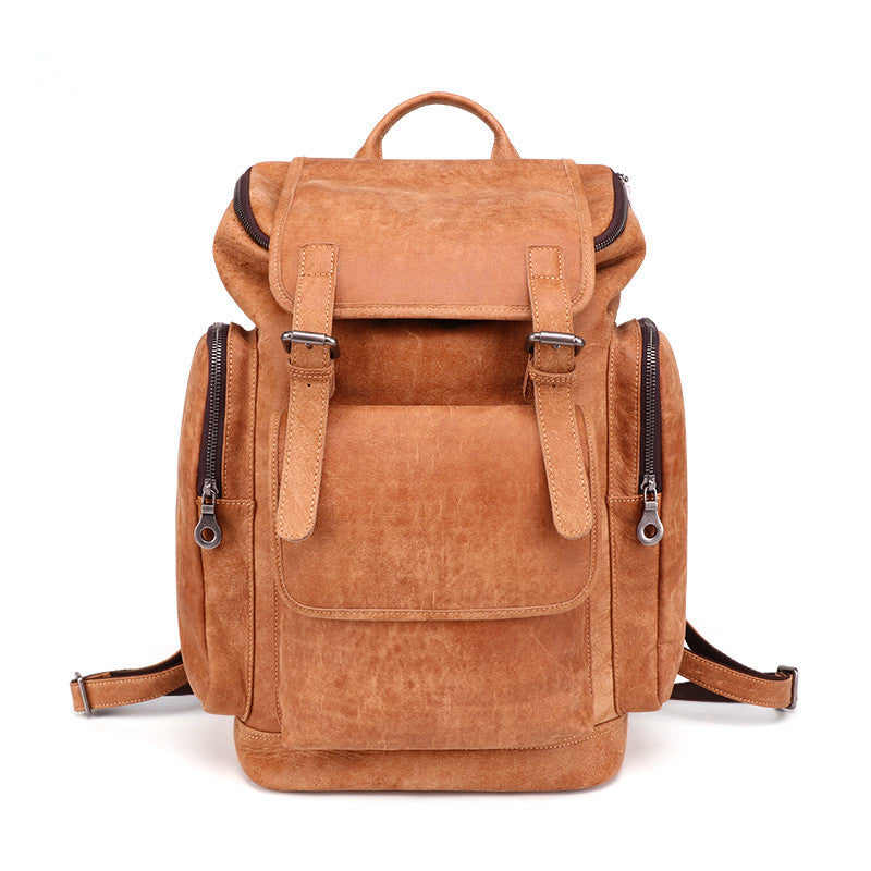Trendy Brown Leather Men's 15'' Laptop Backpack Travel Backpack School Backpack For Men - iwalletsmen