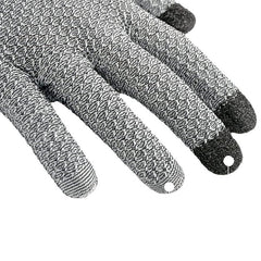Grey 3-Pack Cut Resistant Gloves (Level 5 Protection) - Pineapple Grip, Touchscreen Compatible, Food Safe for Kitchen, Butcher & Fish Cleaning - One Size Fits Most